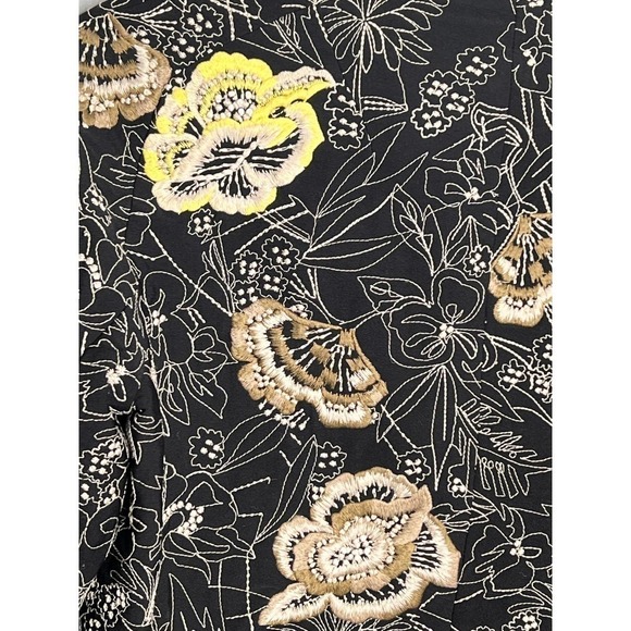 French Connection Floral Embroidery Long Sleeve Open Front jacket Black Size 2 - Picture 8 of 8